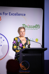 The Hon. Michelle Rowland MP addressing the audience at the inaugural Australian Sikh Awards for Excellence 2023